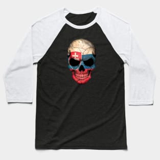 Slovakian Flag Skull Baseball T-Shirt
